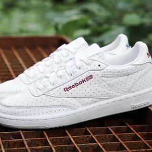 Reebok Classic Sneakers x NAKED Club C 85s Women’s 9.5 White Burgundy Dark Green